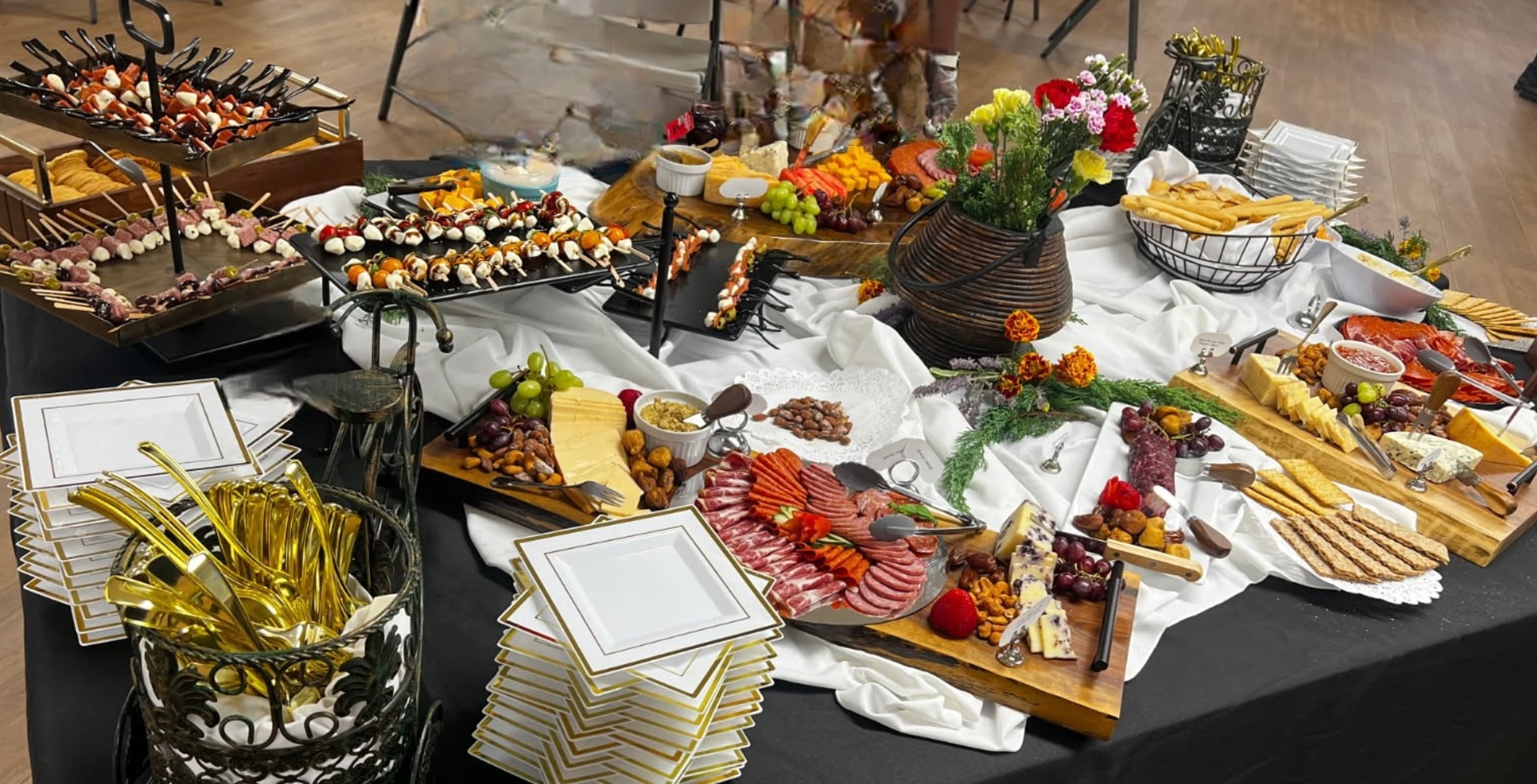 Elegant wedding charcuterie display